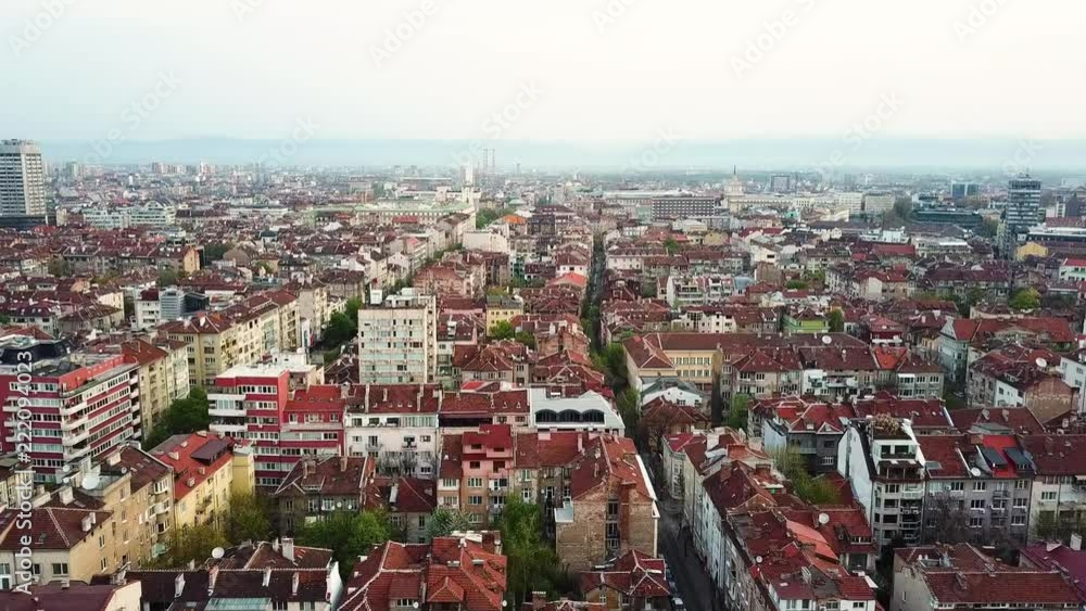 Aerial view of Red roofs of Sofia in Bulgaria Aerial view of Red roofs of Sofia in Bulgaria