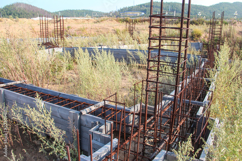 abandoned construction object. formwork for foundation