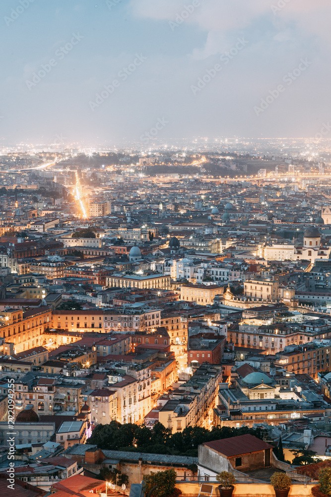 Beautiful streets and courtyards of Naples, historical sites and sculptures of the city. The monuments and architecture of ancient Italy. panorama of the city, species and tourist places. 