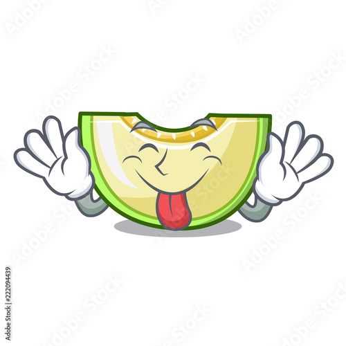 Tongue out cartoon sliced fresh melon green sweet