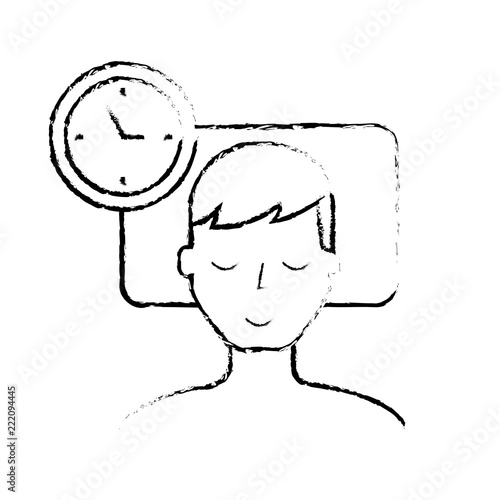 man sleeping on the bed clock time