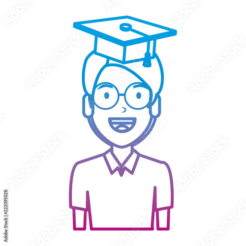 young man student with hat graduation