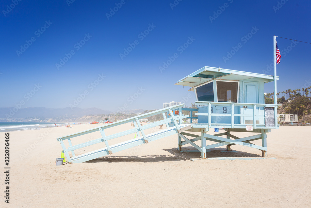 Fototapeta premium Rescue hut in Santa Monica in sunny day