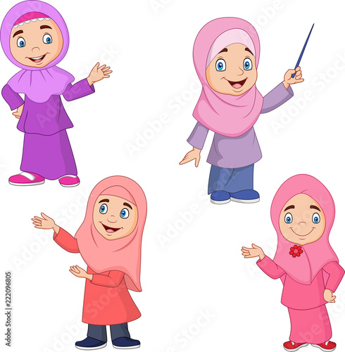 Cartoon Muslim girl collection set