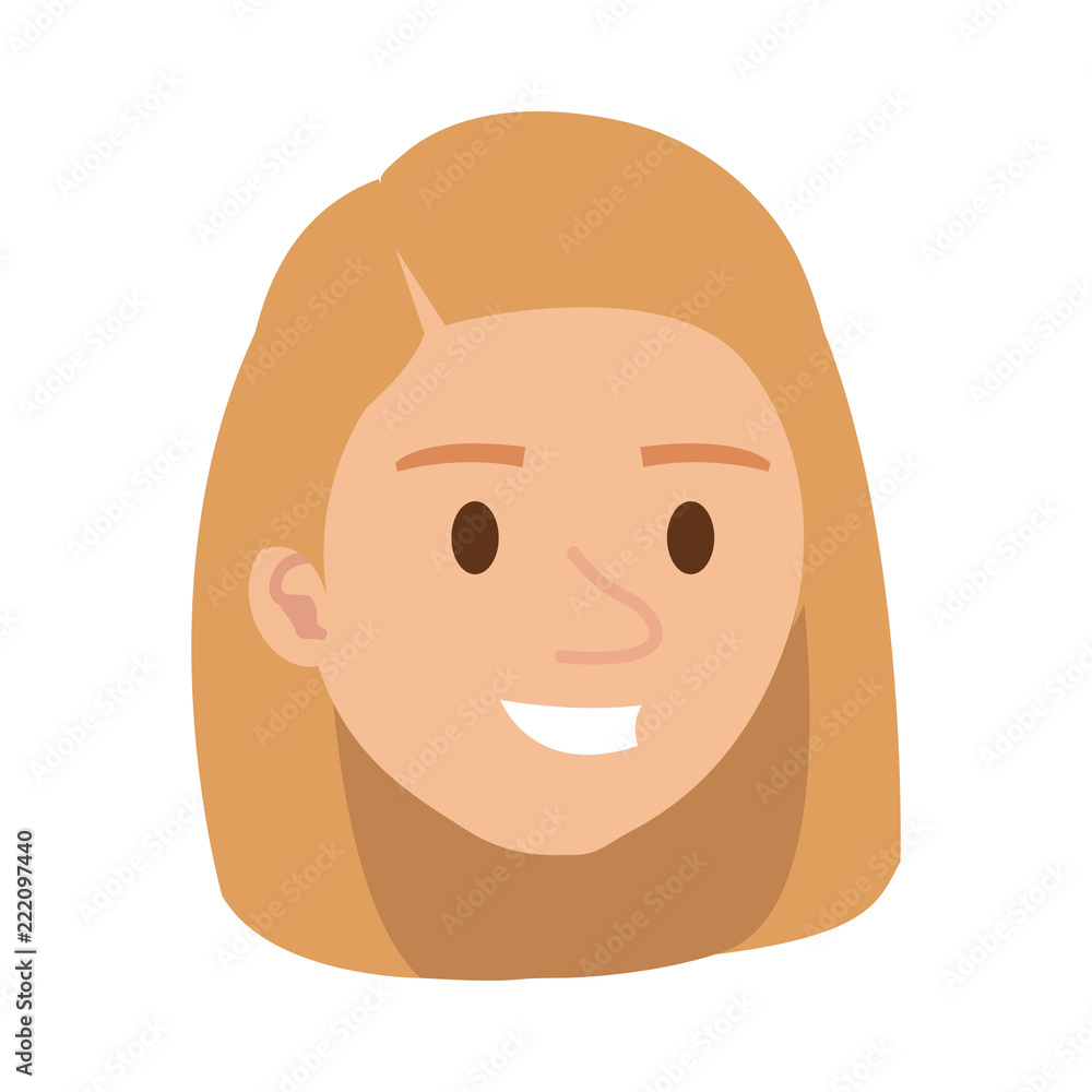 beautiful and young woman head character