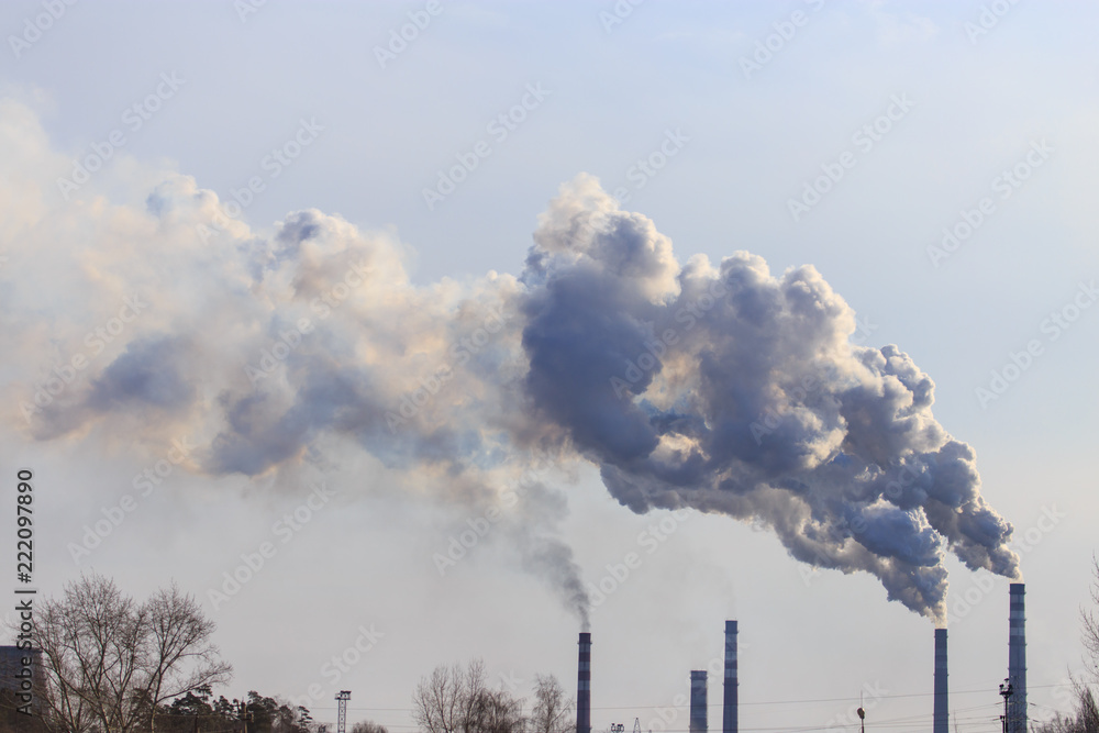 Smoke from the pipes of the factory