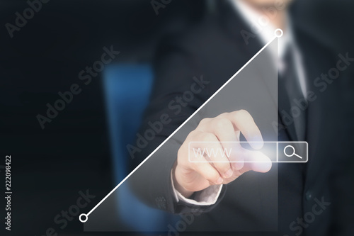 Businessman plan graph growth and increase of chart positive indicators