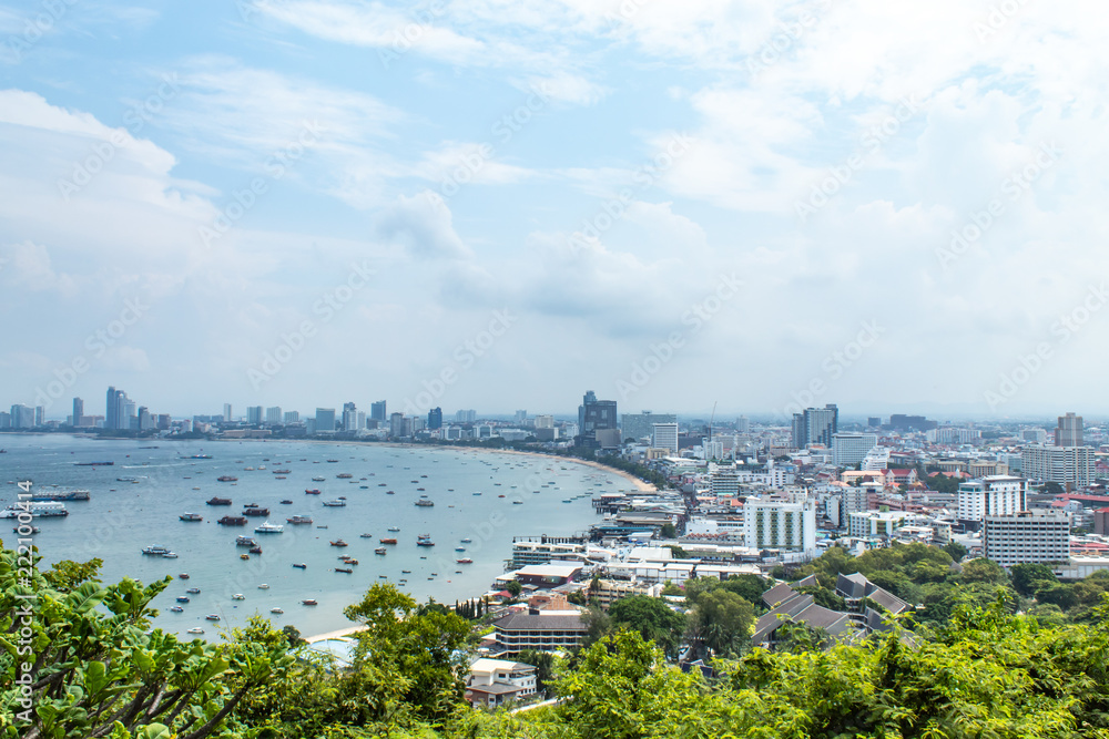 Cityscape view point of Pattaya beaches , Thailand.
