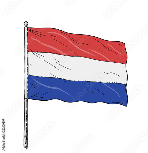 Photography Dutch flag drawing - vintage like colour illustration of flag of the Netherlands