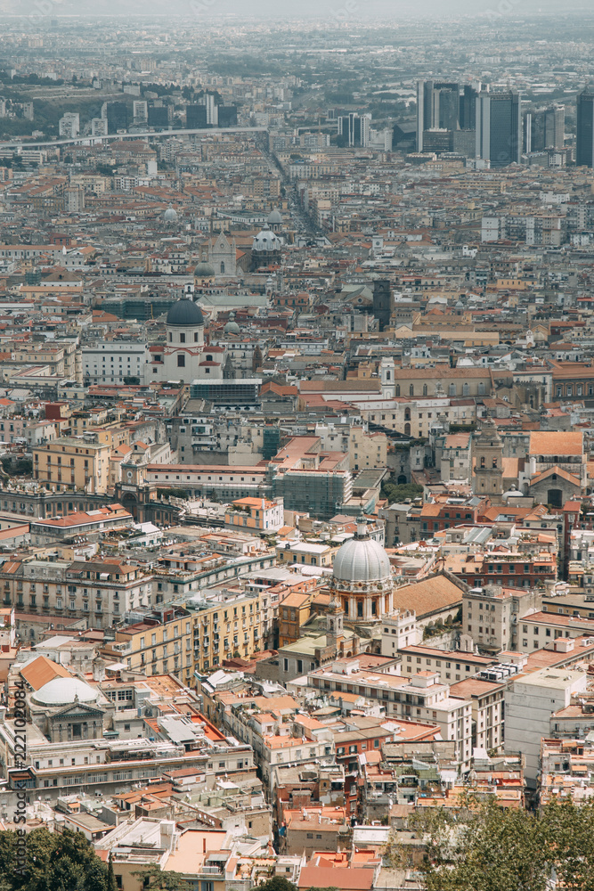 Beautiful streets and courtyards of Naples, historical sites and sculptures of the city. The monuments and architecture of ancient Italy. panorama of the city, species and tourist places