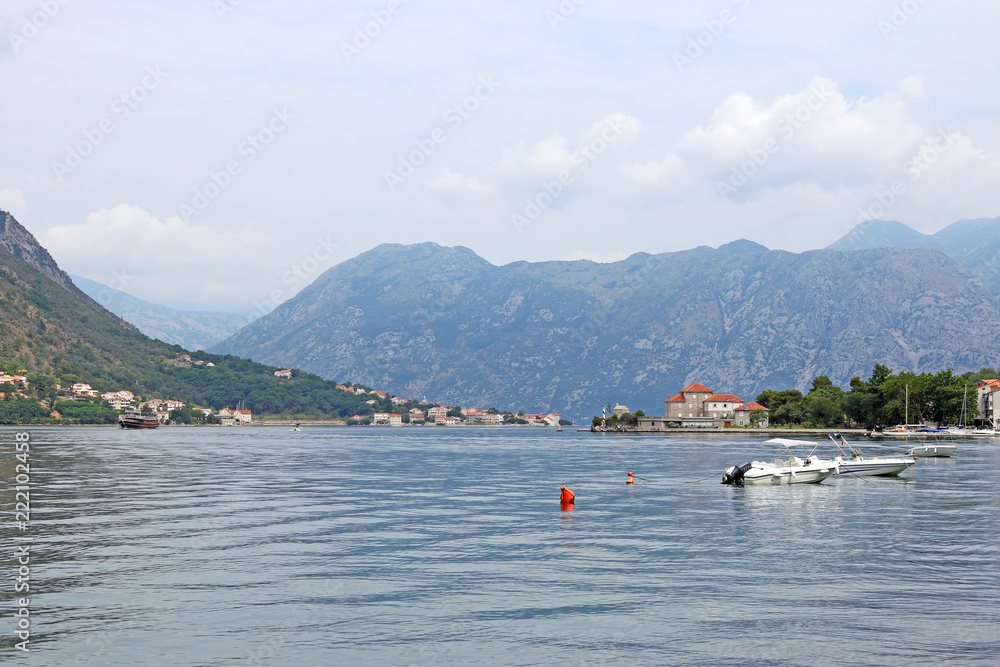 Bay of Kotor sea and mountains landscape Montenegro