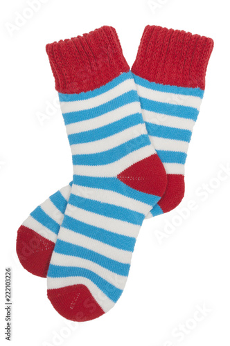 woolen striped socks isolated on white