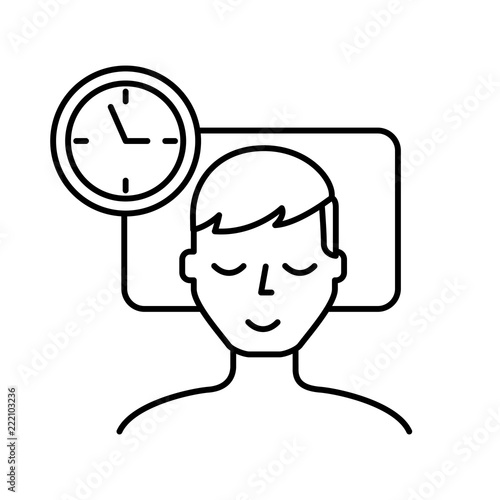 man sleeping on the bed clock time