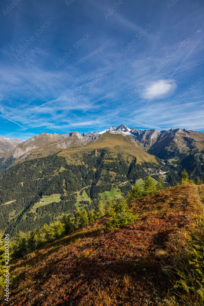 Naklejka premium View To Top Of Austria Grossglockner 3.798m From Schoenleitenspitze 2.810m