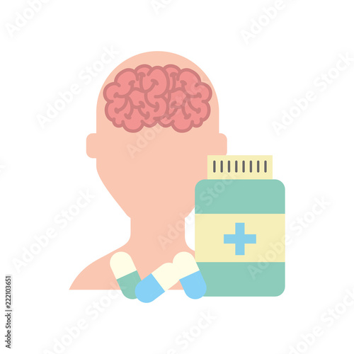 human character mental brain bottle medicine capsule