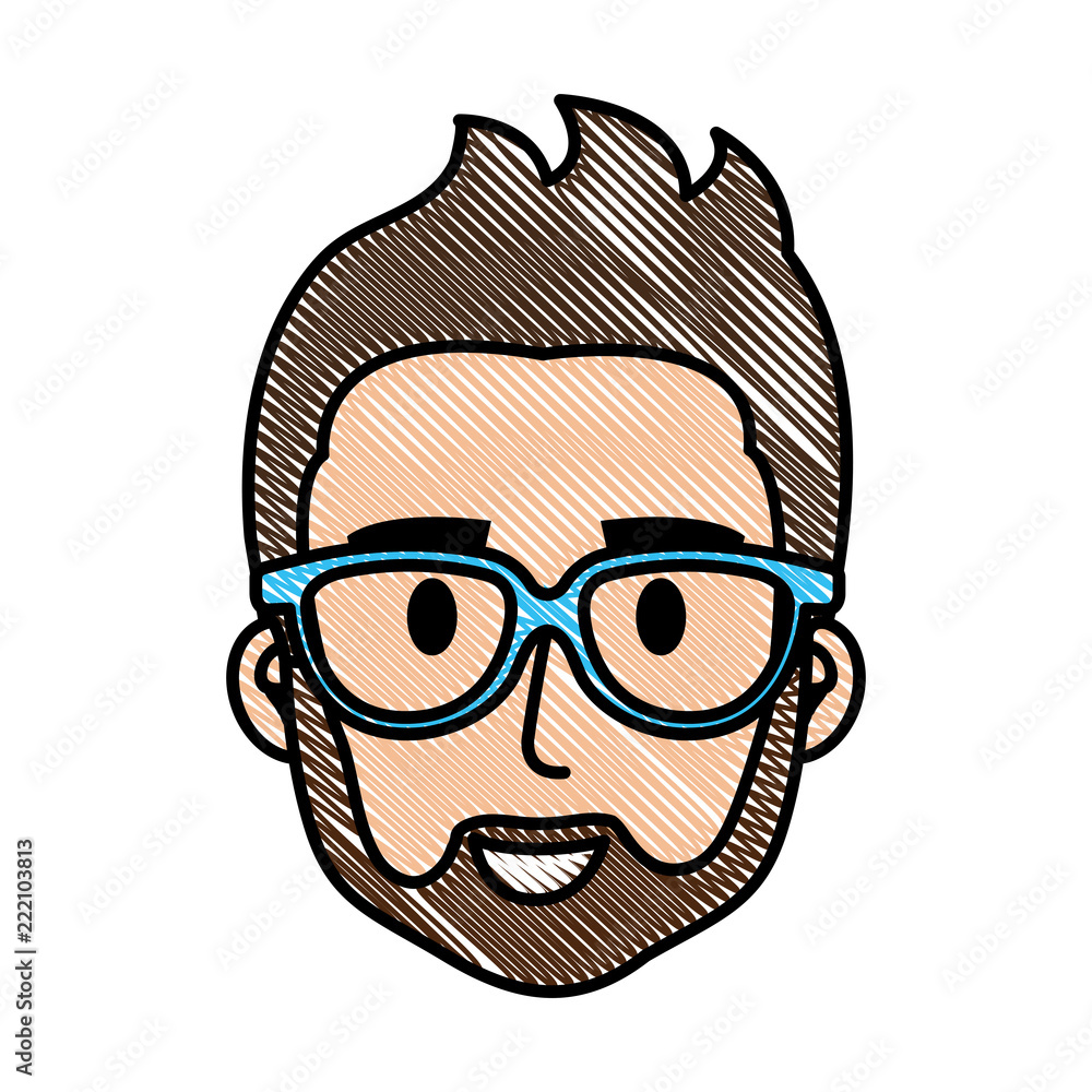 young man with glasses and beard head