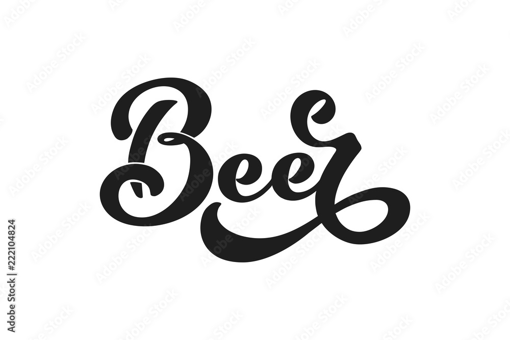 beer. Logo, handwritten lettering for restaurant, cafe menu. drawing of beer mugs. Vector elements for labels, logos, badges, stickers or icons. Vector illustration, food design. beer. Logo, handwritten lettering for restaurant, cafe menu. drawing of beer mugs. Vector elements for labels, logos, badges, stickers or icons. Vector illustration, food design.