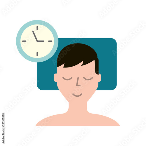 man sleeping on the bed clock time