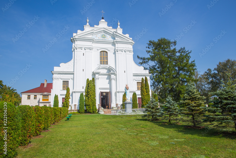 Old urban city center. Church, street and nature. Travel photo 2018.