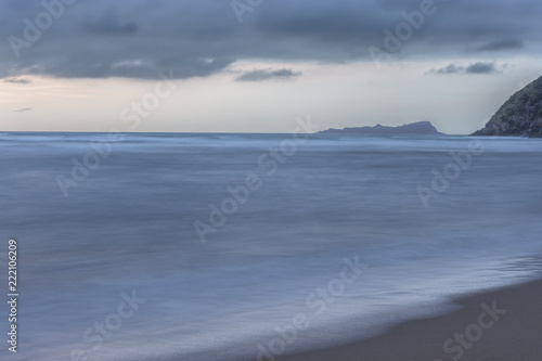 Long exposure photography of the Cantabrian sea and the Izaro island