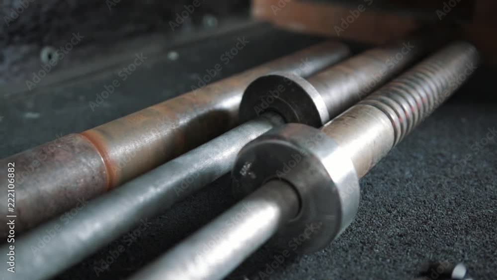 Old dumbbells in workout gym. Old dumbbells in workout gym.