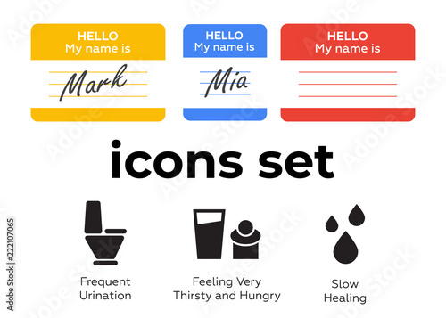 Vector icons set. Air and key icon. Name tag and film roll vector set icons