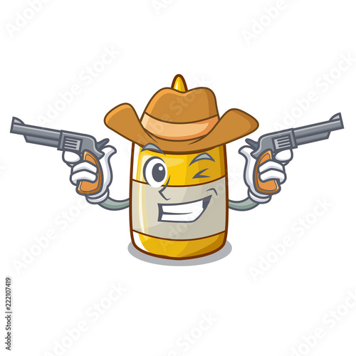 Cowboy mustard bottle container cartoon with no label