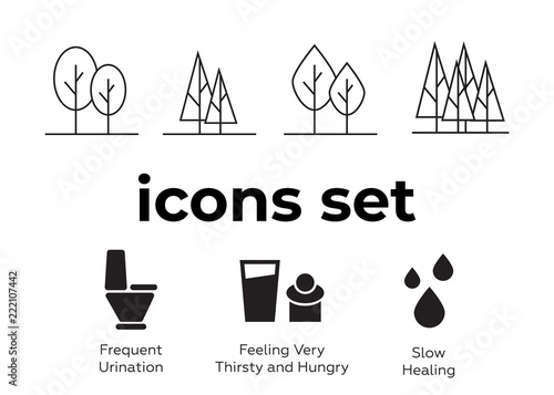 Vector icons set. Air and key icon. Name tag and film roll vector set icons