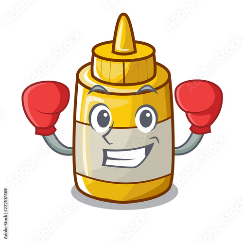 Boxing mustard bottle container cartoon with no label