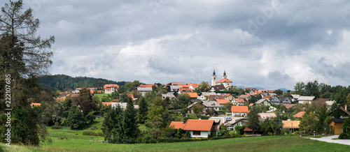Beautiful panoramic pastoral view on Velike Lasce town. Slovenia photo