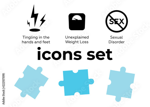 Vector icons set. Air and key icon. Name tag and film roll vector set icons
