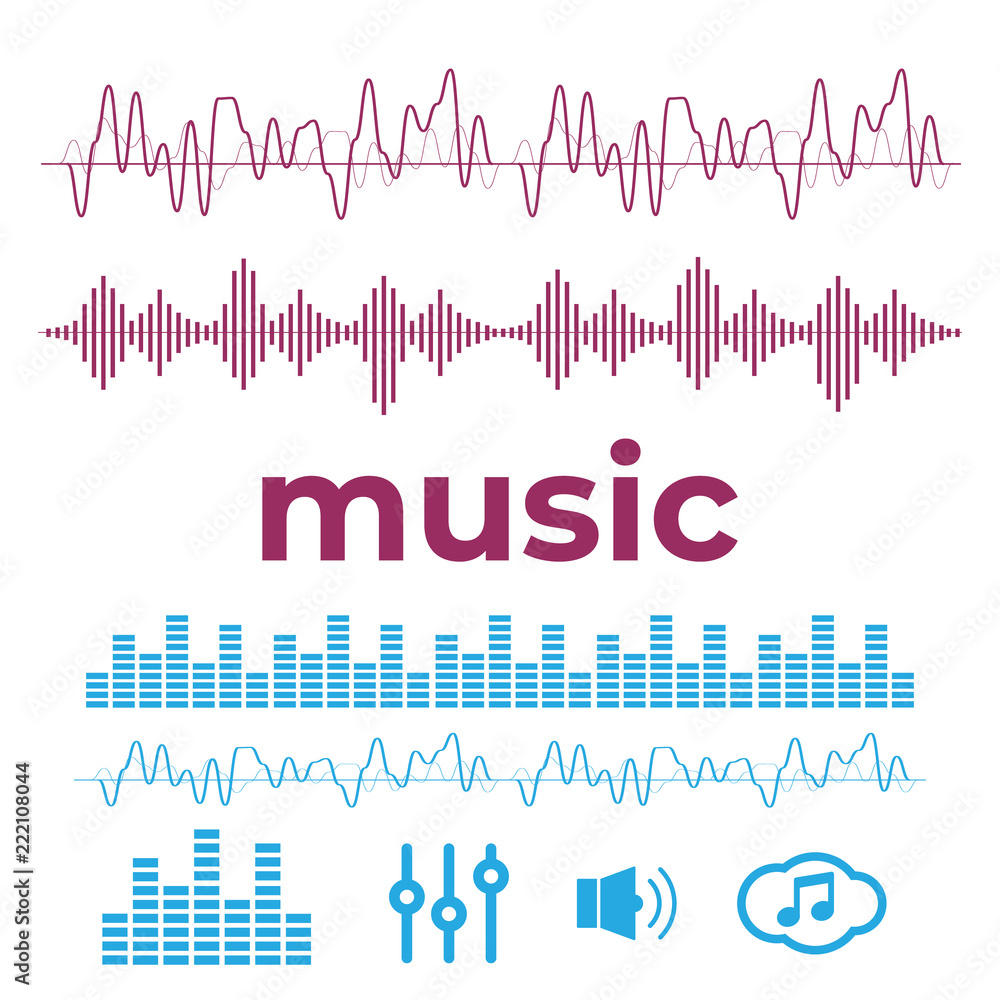 Sound waves concept. Sound waves vector. Sound waves sign and symbol in flat style