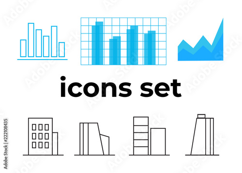 Vector icons set. Air and key icon. Name tag and film roll vector set icons