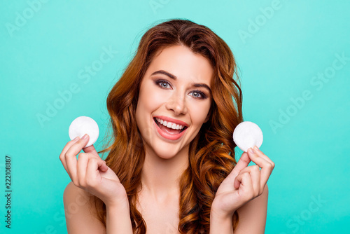 Portrait of careless, carefree young woman with modern ginger cu photo