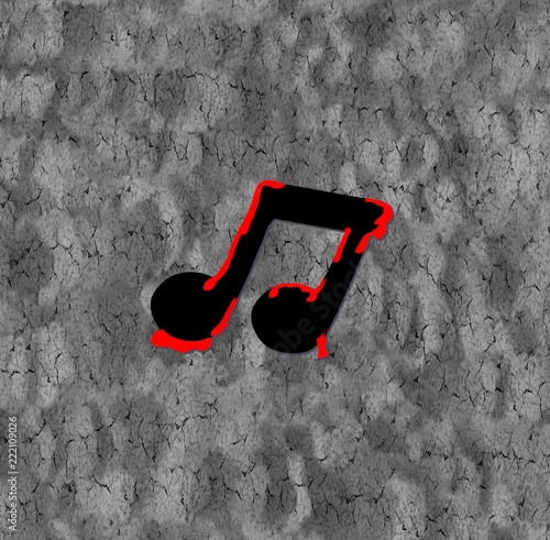hand drawnd bloody music key  textured illustration 