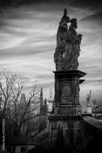 Baroque statues on Charles Bridge in Prague photo