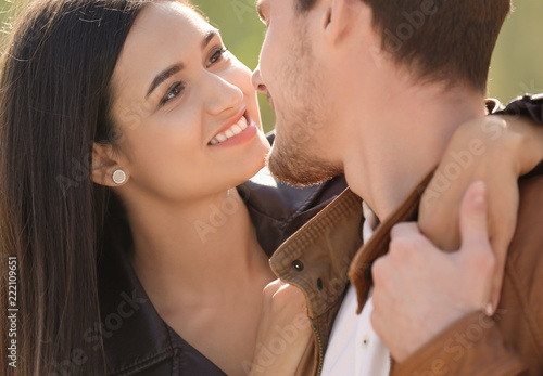 Young couple in love outdoors
