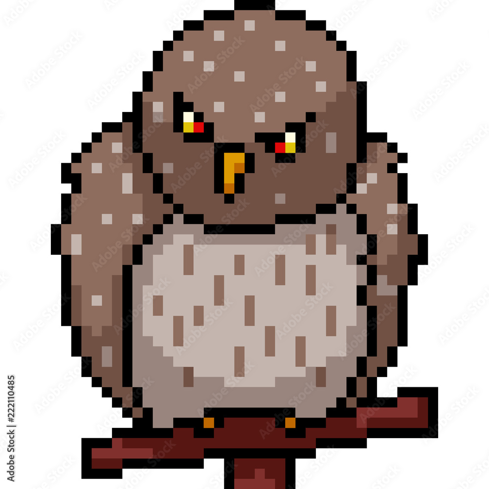 Fototapeta premium vector pixel art fat owl