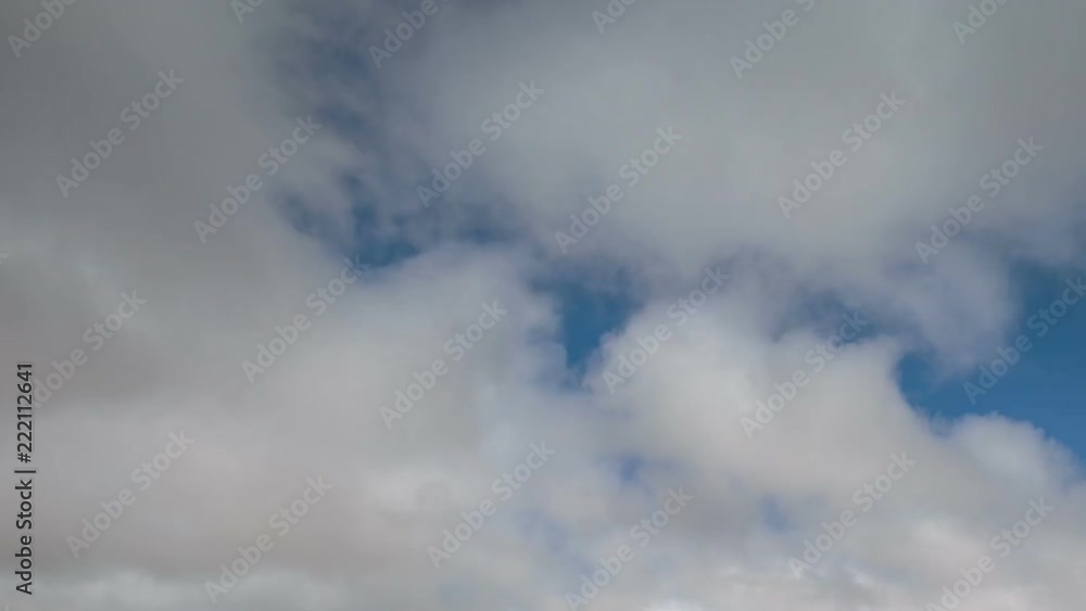 Russia, time lapse. Formation and rapid movement of white clouds of different shapes in the blue sky in late spring at sunset. Russia, time lapse. Formation and rapid movement of white clouds of different shapes in the blue sky in late spring at sunset.