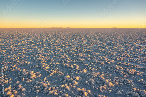 Salar de Uyuni  Uyuni salt flats  at sunset  Potosi  Bolivia  South America