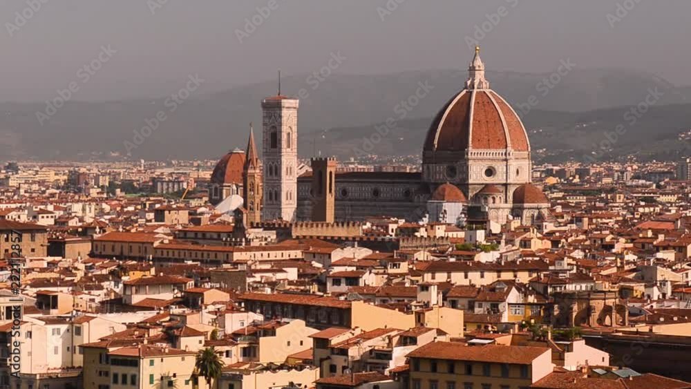 Florence summer sunset panoramic skyline view of Ponte Vecchio, Palazzo Vecchio and Cathedral or Duomo, Tuscany, Italy Florence summer sunset panoramic skyline view of Ponte Vecchio, Palazzo Vecchio and Cathedral or Duomo, Tuscany, Italy