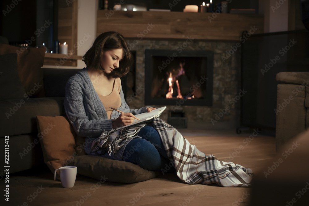 A Woman Enjoying Winter at Home