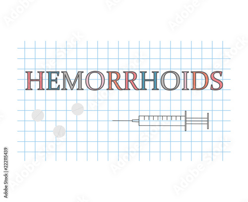 hemorrhoids word on checkered paper sheet- vector illustration