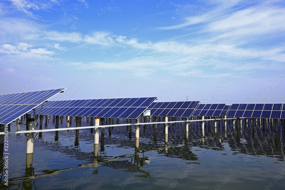 Solar panels on the water