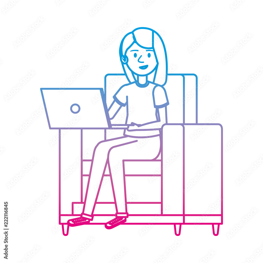 young woman at sofa with laptop young woman at sofa with laptop