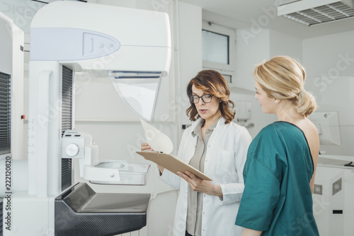 Doctor and Patient on Mammography Examination photo