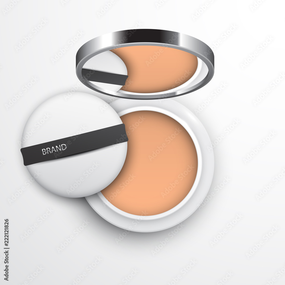Realistic cosmetics powder package design, top view, isolated on white Realistic cosmetics powder package design, top view, isolated on white