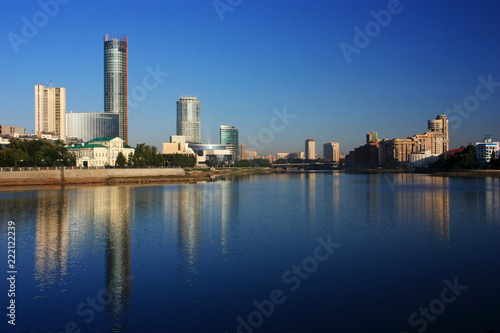 Buildings of Yekaterinburg on the river bank © kos1976