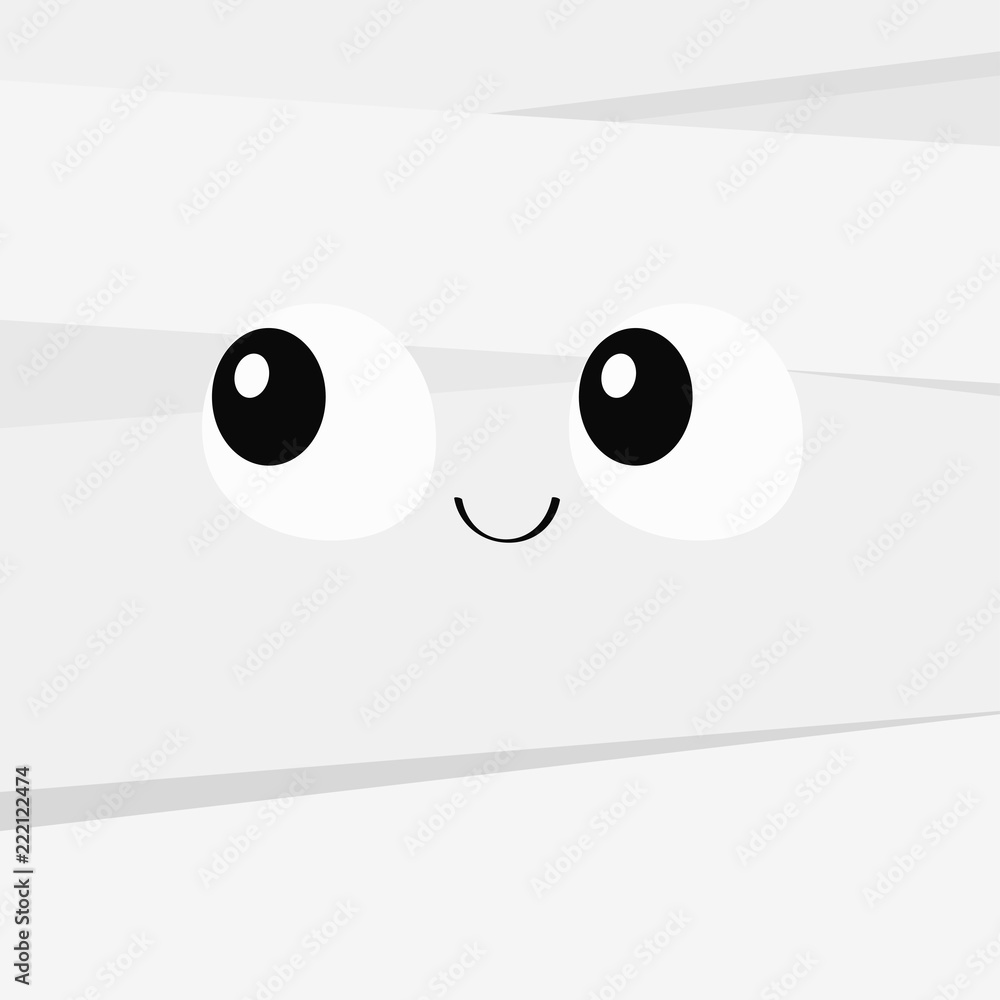 Mummy monster square face. Happy Halloween. Cute cartoon funny spooky baby  character. Mum head with eye and smile. Greeting card. Flat design. White  background. Isolated. Stock Vector | Adobe Stock