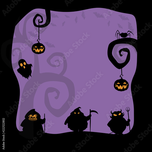 Halloween background with spooky characters and space for text